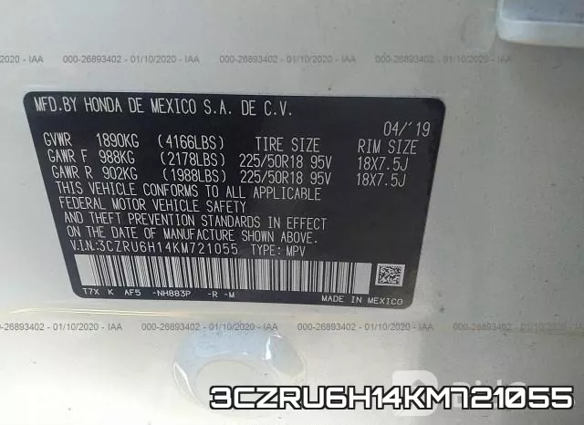 3CZRU6H14KM721055 фото 9