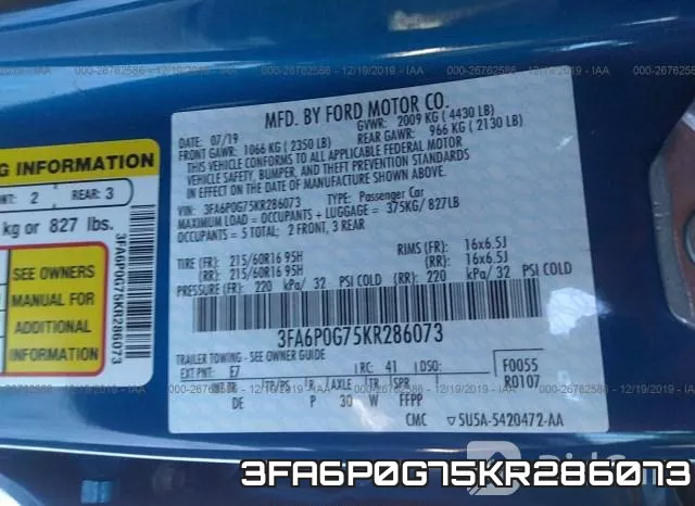 3FA6P0G75KR286073 фото 9