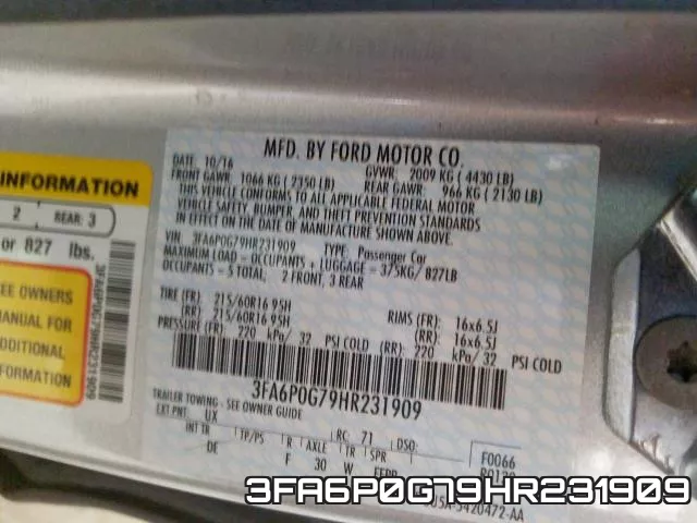 3FA6P0G79HR231909 фото 2