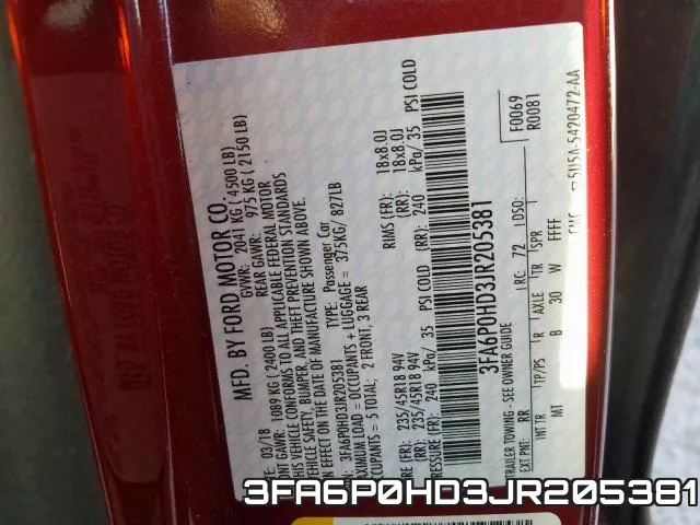 3FA6P0HD3JR205381 фото 2