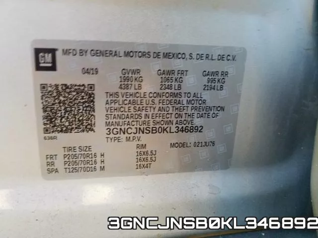 3GNCJNSB0KL346892 фото 2