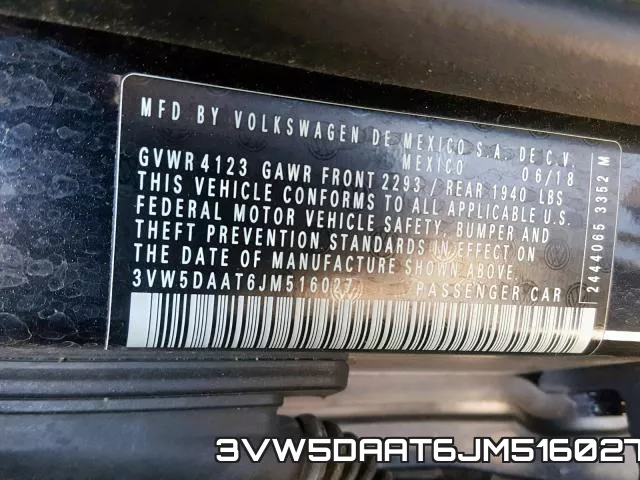 3VW5DAAT6JM516027 фото 2
