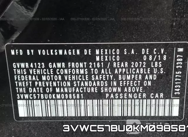 3VWC57BU0KM098581 фото 6