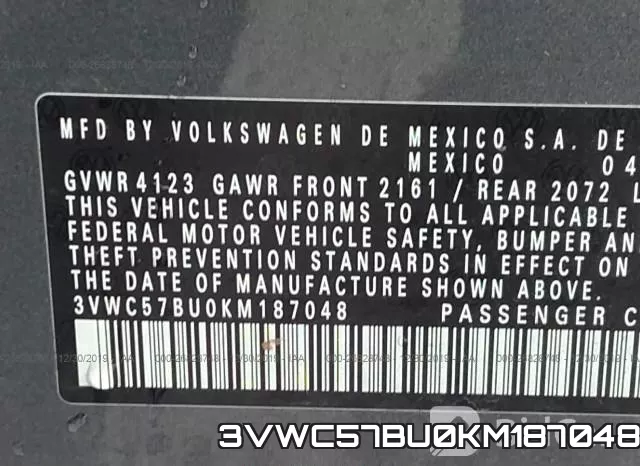 3VWC57BU0KM187048 фото 9