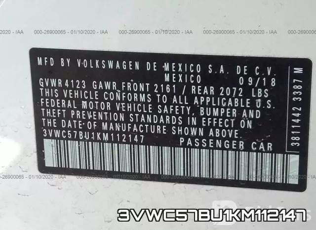 3VWC57BU1KM112147 фото 6