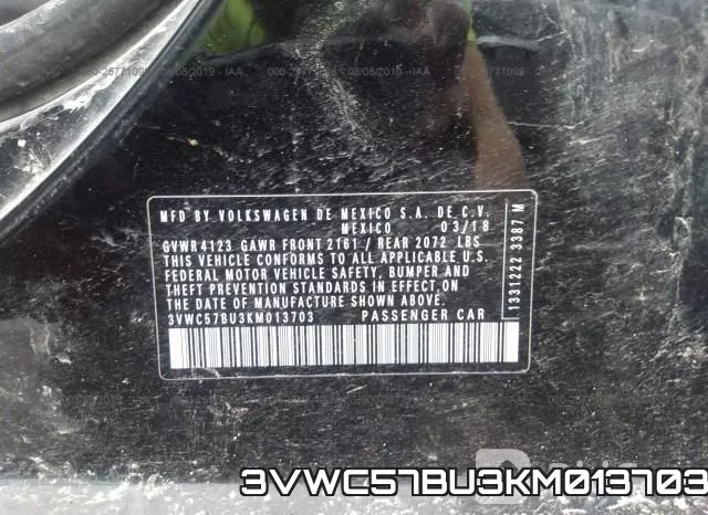 3VWC57BU3KM013703 фото 7