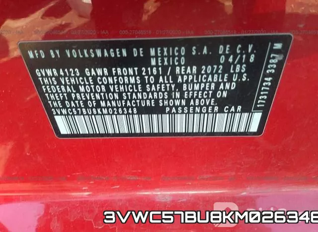 3VWC57BU8KM026348 фото 6