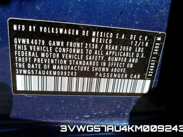 3VWG57AU4KM009243 фото 2