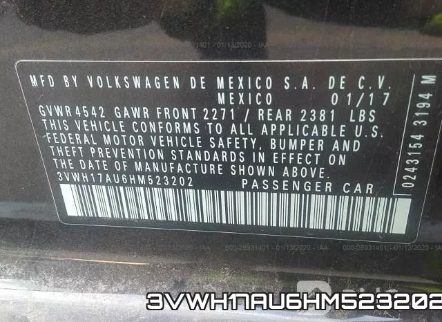 3VWH17AU6HM523202 фото 6