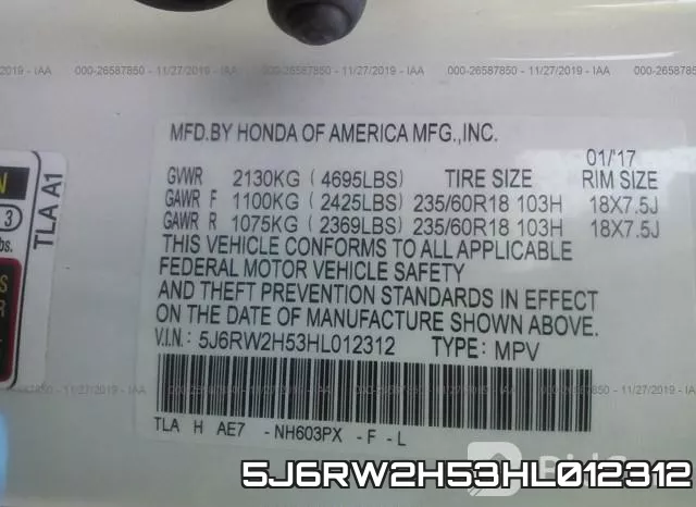 5J6RW2H53HL012312 фото 4