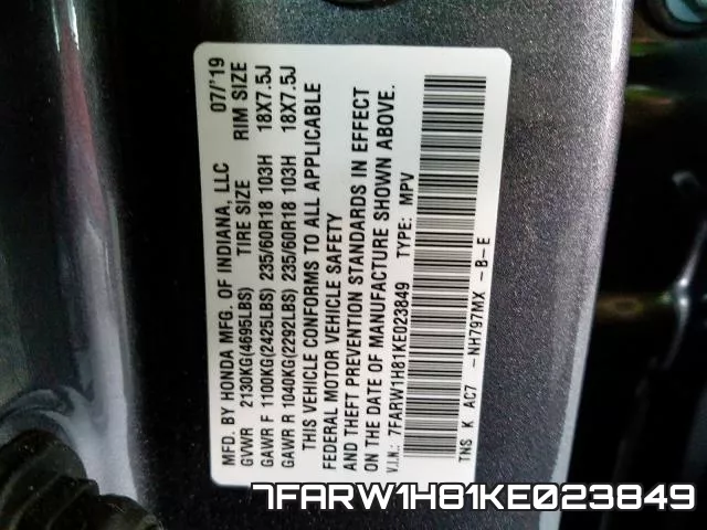 7FARW1H81KE023849 фото 2