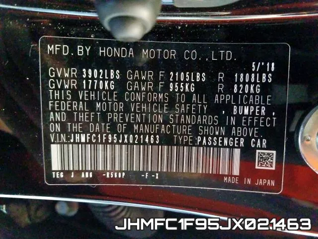 JHMFC1F95JX021463 фото 2