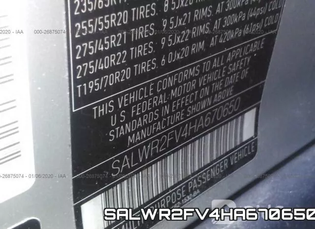 SALWR2FV4HA670650 фото 8
