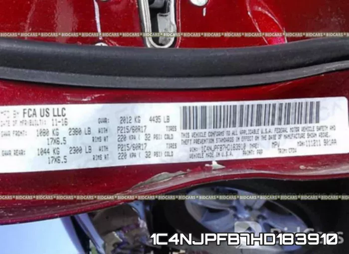 1C4NJPFB7HD183910 фото 10