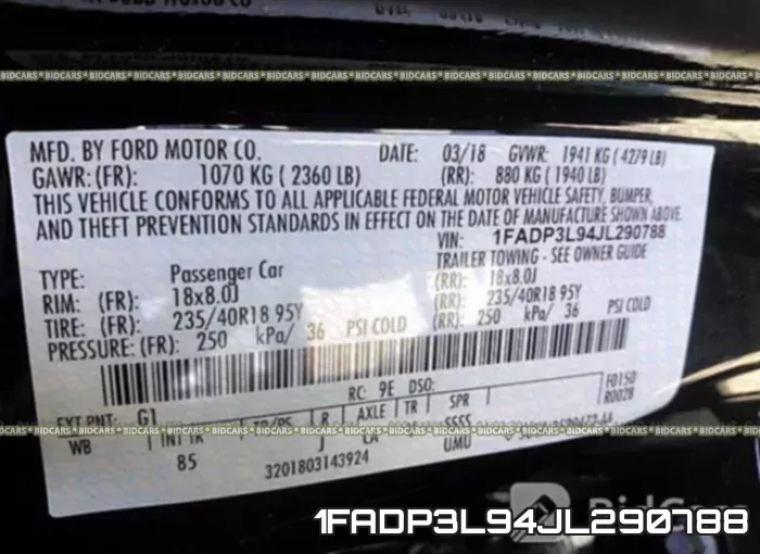 1FADP3L94JL290788 фото 10