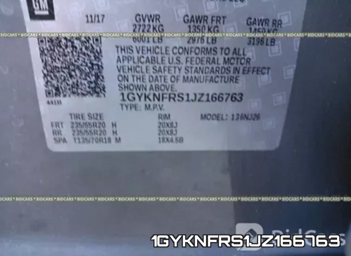 1GYKNFRS1JZ166763 фото 10