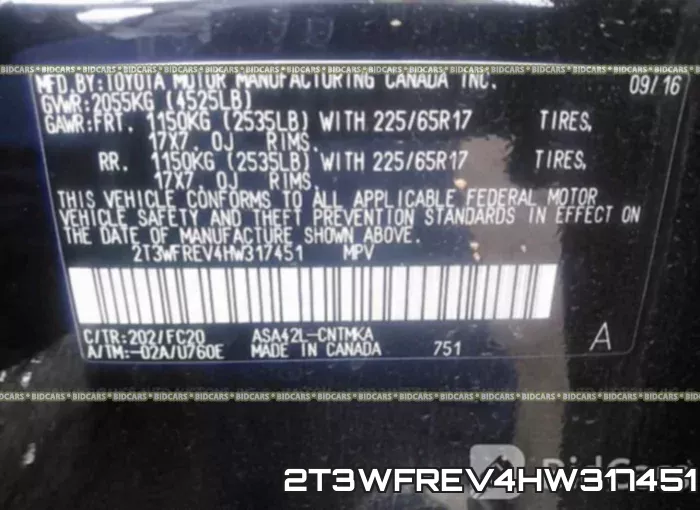 2T3WFREV4HW317451 фото 10