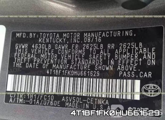 4T1BF1FK0HU661629 фото 10