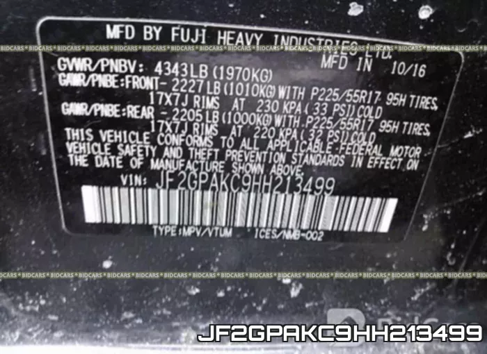 JF2GPAKC9HH213499 фото 10