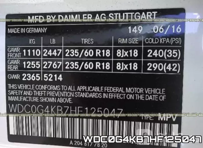 WDC0G4KB7HF125047 фото 10