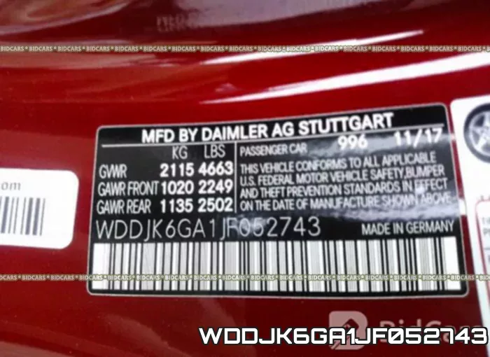WDDJK6GA1JF052743 фото 10
