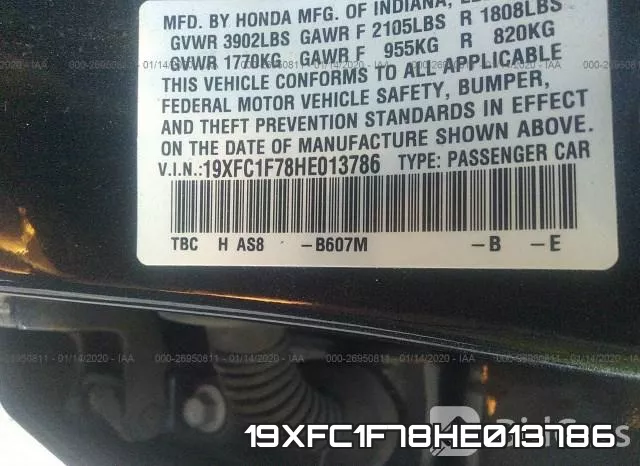 19XFC1F78HE013786 фото 6