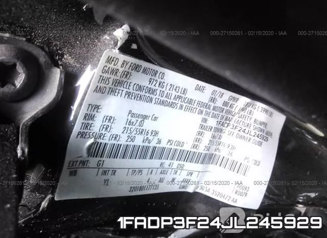 1FADP3F24JL245929 фото 6