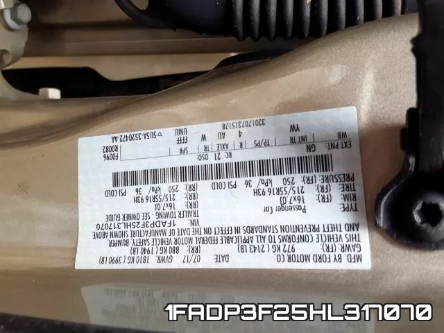 1FADP3F25HL317070 фото 2