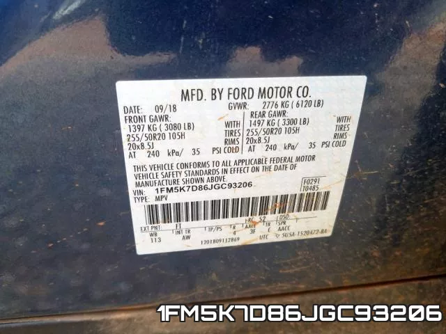 1FM5K7D86JGC93206 фото 2