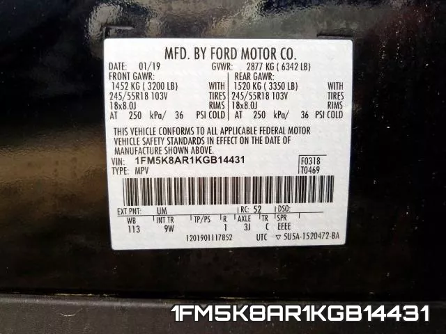 1FM5K8AR1KGB14431 фото 2