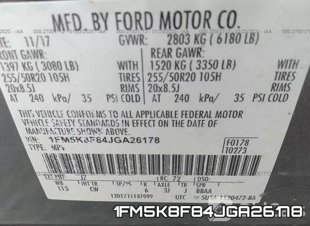 1FM5K8F84JGA26178 фото 8