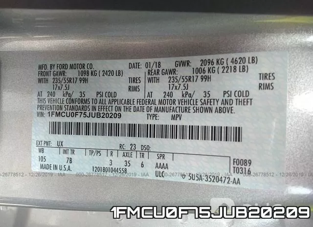 1FMCU0F75JUB20209 фото 9