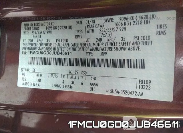 1FMCU0GD0JUB46611 фото 5