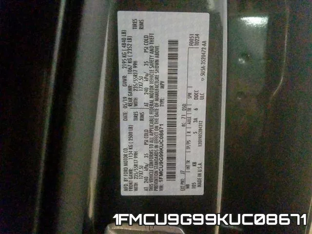 1FMCU9G99KUC08671 фото 2