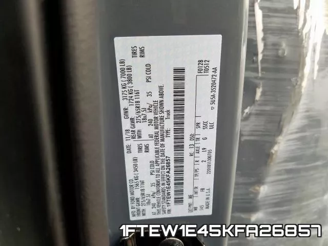 1FTEW1E45KFA26857 фото 2