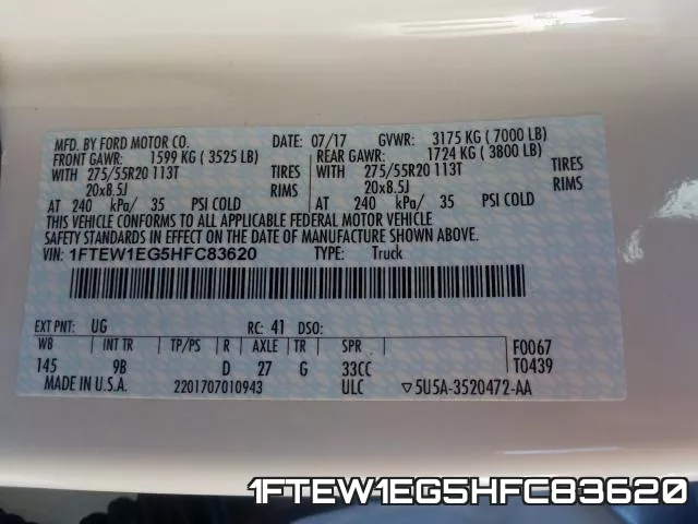1FTEW1EG5HFC83620 фото 2
