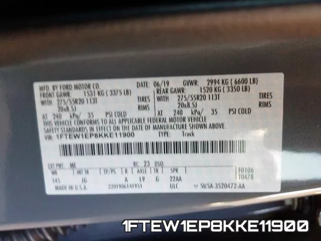 1FTEW1EP8KKE11900 фото 2