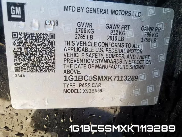 1G1BC5SMXK7113289 фото 2