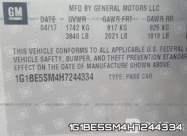 1G1BE5SM4H7244334 фото 6