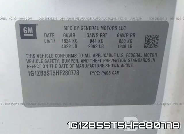 1G1ZB5ST5HF280778 фото 4