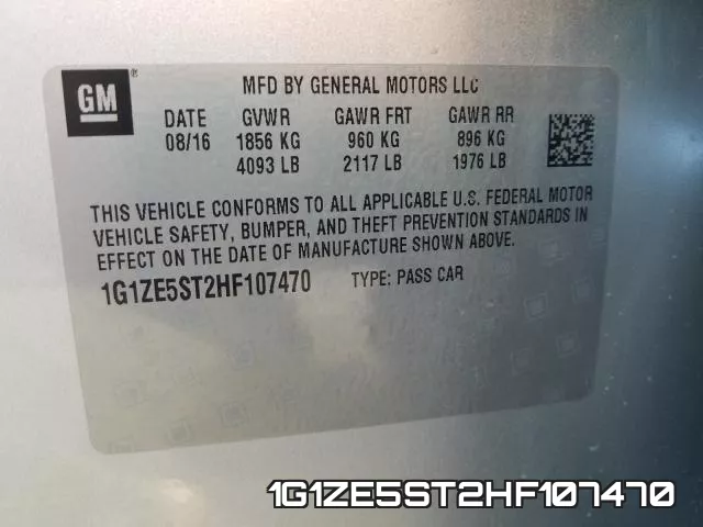 1G1ZE5ST2HF107470 фото 2