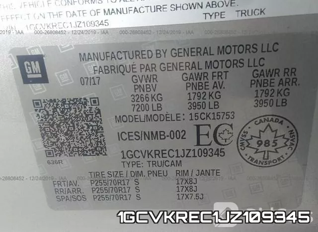 1GCVKREC1JZ109345 фото 4