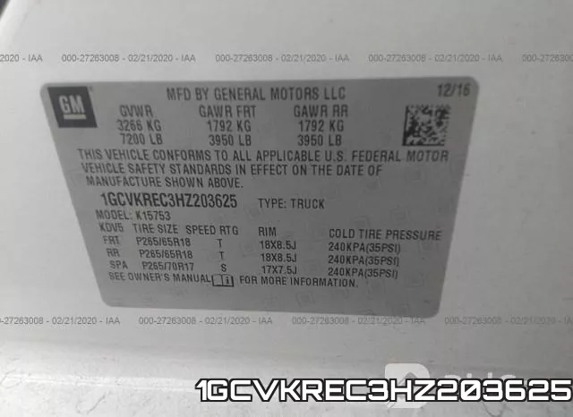 1GCVKREC3HZ203625 фото 6