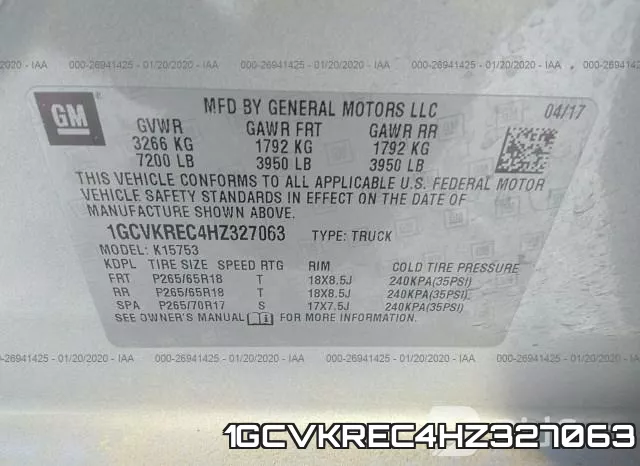 1GCVKREC4HZ327063 фото 6