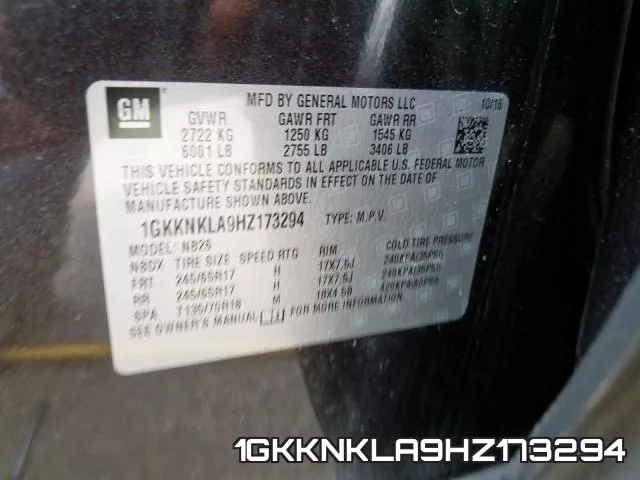 1GKKNKLA9HZ173294 фото 2