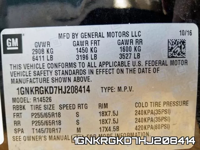 1GNKRGKD7HJ208414 фото 2