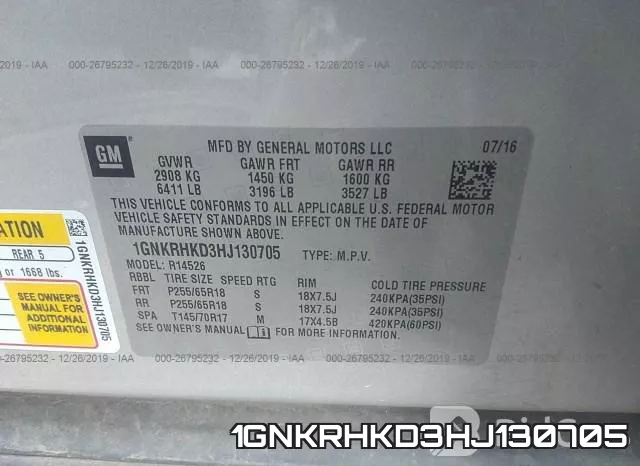 1GNKRHKD3HJ130705 фото 8