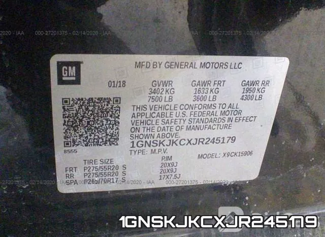 1GNSKJKCXJR245179 фото 6