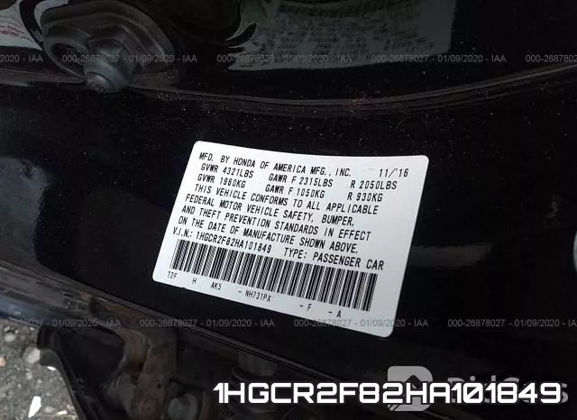 1HGCR2F82HA101849 фото 7