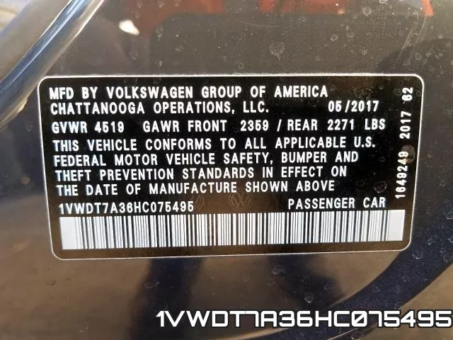 1VWDT7A36HC075495 фото 2